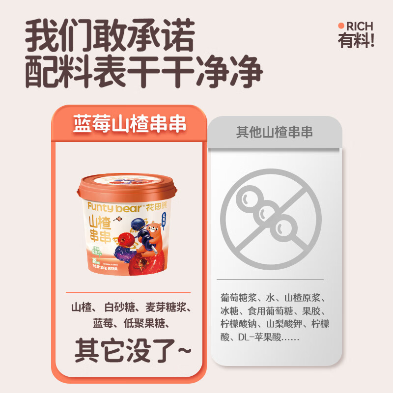花田熊蓝莓山楂串串棒棒糖儿童零食0色素山楂糕山楂干条儿童休闲食品 【串串家族】3种口味囤货装