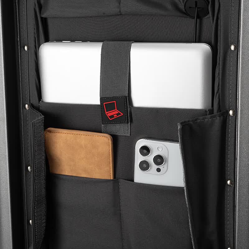 Walker Shop高档品牌新款前开口登机箱行李箱多功能密码拉杆箱大容量旅行箱 白色(铝框款) 20英寸 【登机箱】
