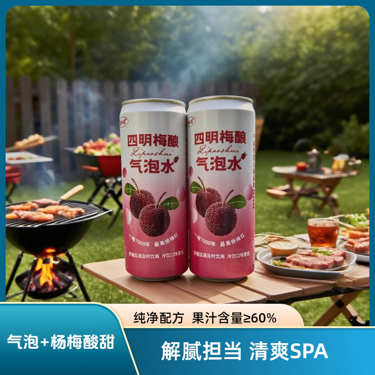 醇小迈四明梅酿气泡水杨梅果汁杨梅汽水果汁型健康解腻清爽零添加 330ml*1罐