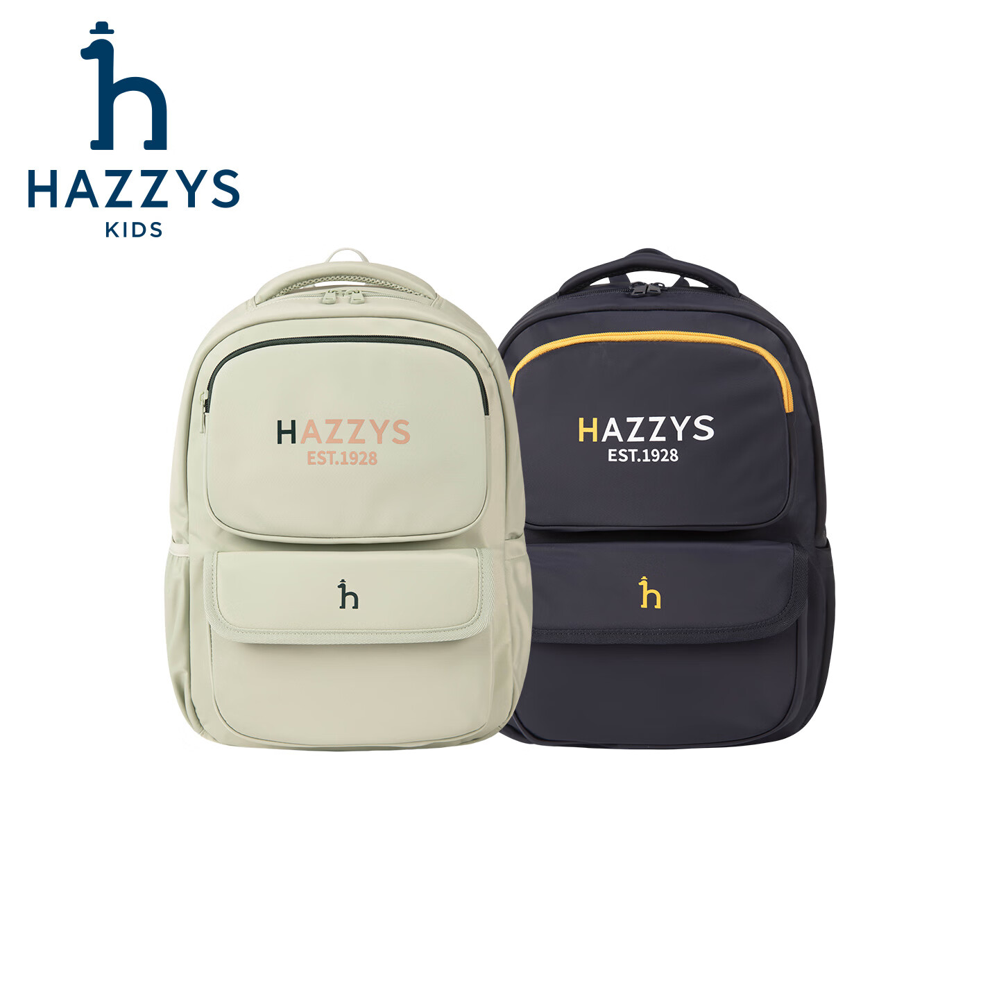 哈吉斯（HAZZYS）品牌童装男女童书包2025新款大容量学生净色双肩包 藏蓝 均码