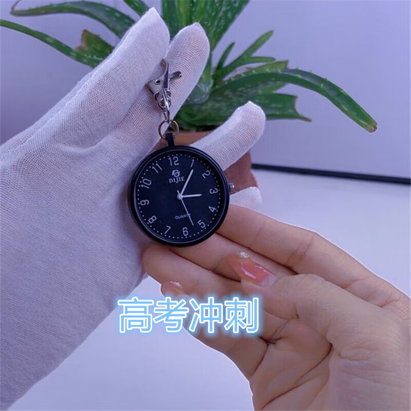 帝杰【厂家直供】大数字清晰夜光表钥匙扣挂表护士表学生考试石英表便 白色（普通表）