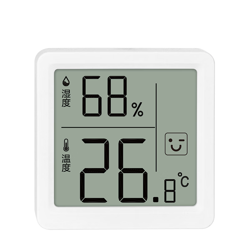 得力（deli）室内电子温湿度计/表办公家用壁挂桌面婴儿房办公用品儿童老人生日礼物 表情显示LE523 白