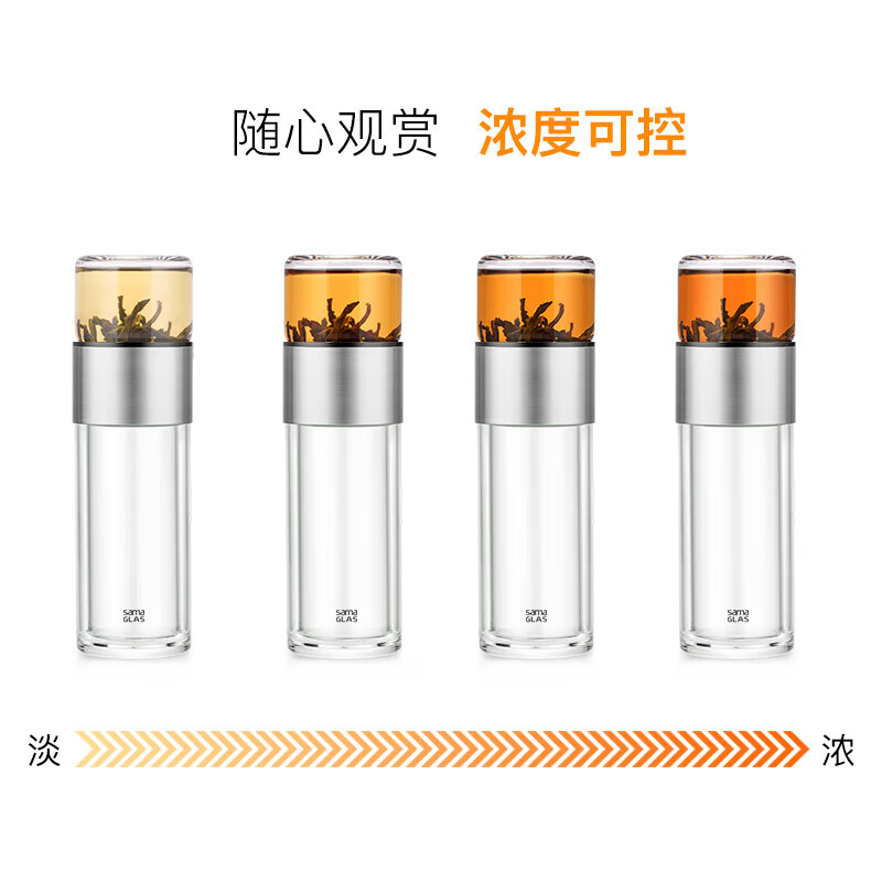 尚明茶水分离双层耐热玻璃冲泡茶过滤随手杯户外便携旅行商务车载水杯 保温款(不带提绳) 300ml
