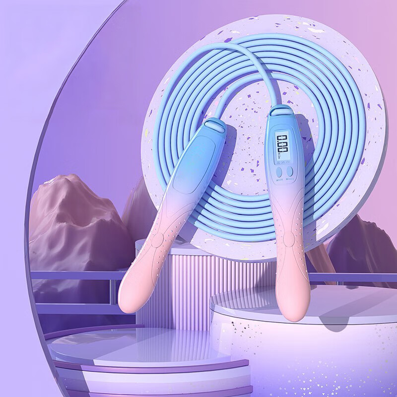 学生跳绳健身运动体育用品女生专用儿童学生中考专用计数绳子 粉紫有绳款