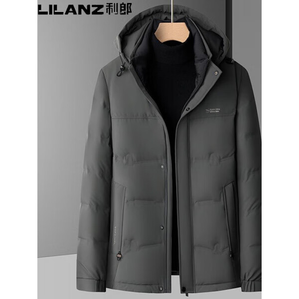 利郎冬季服男装中年时尚可脱卸帽保暖休闲外套潮 卡其 4XL 195/108A 建议185-200斤