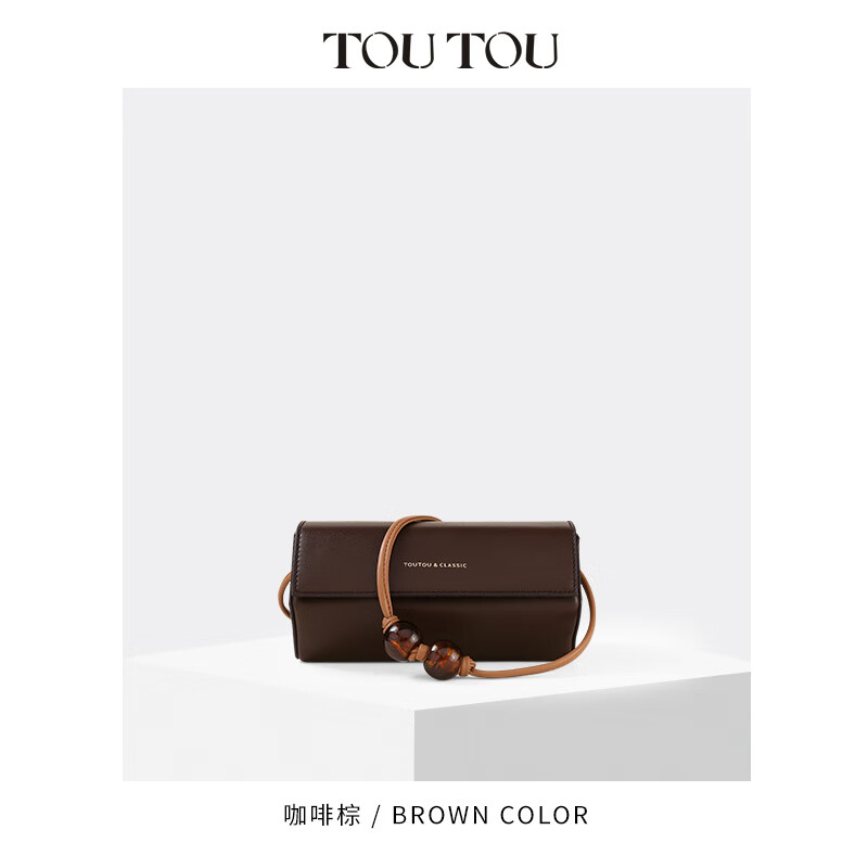 toutou2025新款小眾設計感迷你小包包百搭圓筒包單肩斜挎包女 「現貨」咖啡棕