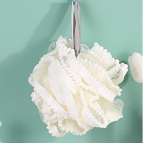 新款大号沐浴花球不散花耐用超柔软高档沐浴球搓澡起泡网洗澡专用 乳白色-1个装 无规格