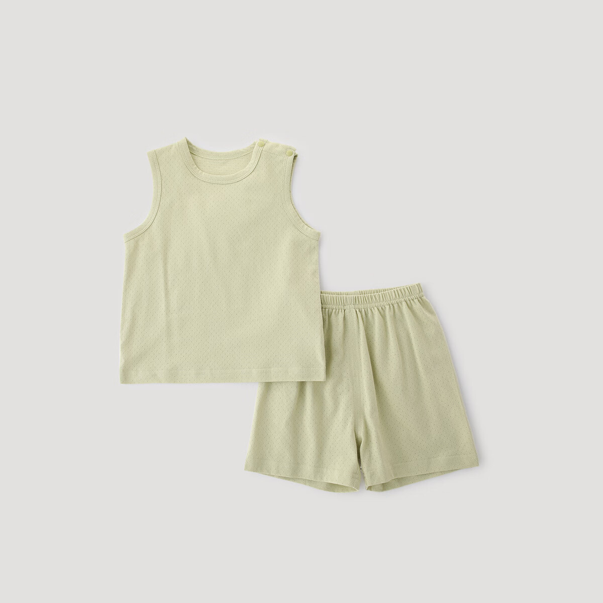 巴厘小猪宝宝分体套装夏装2025新款男童无袖薄款女童两件装夏季婴幼儿衣服 奶昔绿 90