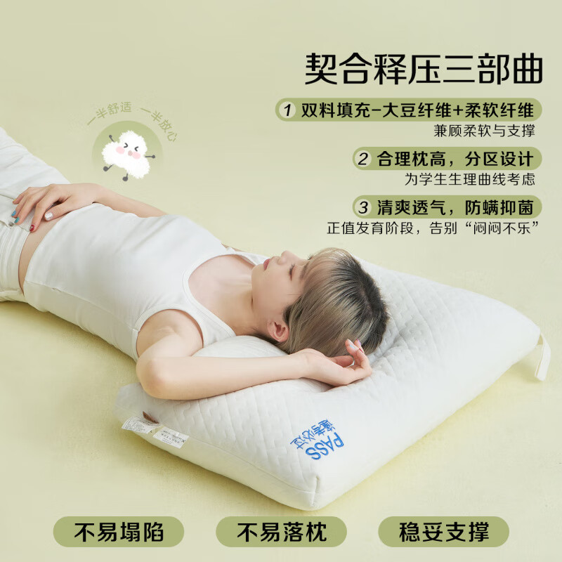WCZ德国枕头成人护颈枕颈椎病深度睡眠专用高中生大豆纤维学生儿童枕 对装大款 10cm