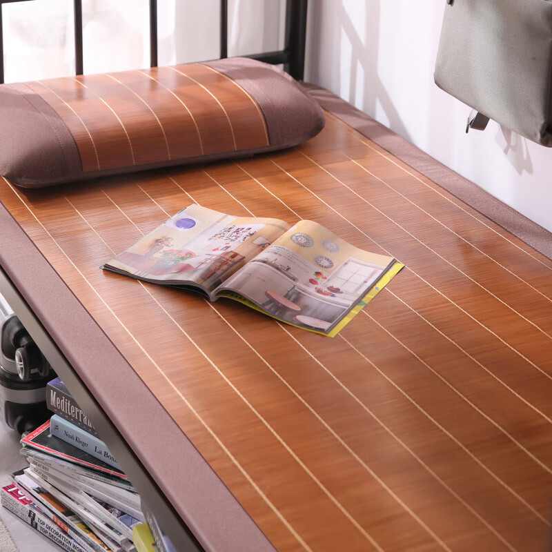 席師傅涼席竹席學(xué)生宿舍單人床0.9米寢室專用草席雙面席子折疊1.2m 本竹炭化席(配送冰絲枕套一個(gè)) 80cm*190cm