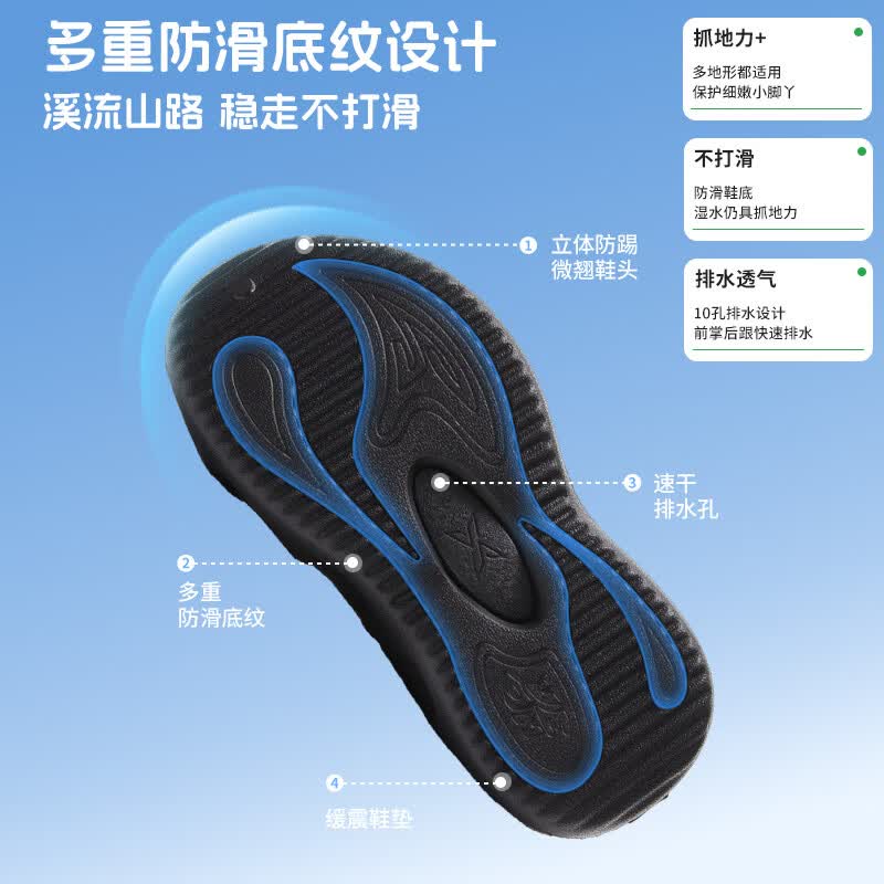 维动(VEIDOORN)儿童獠牙运动拖鞋男外穿凉拖厚底篮球拖鞋游泳防滑潮流户外沙滩鞋 黑色【儿童款】 34 /35