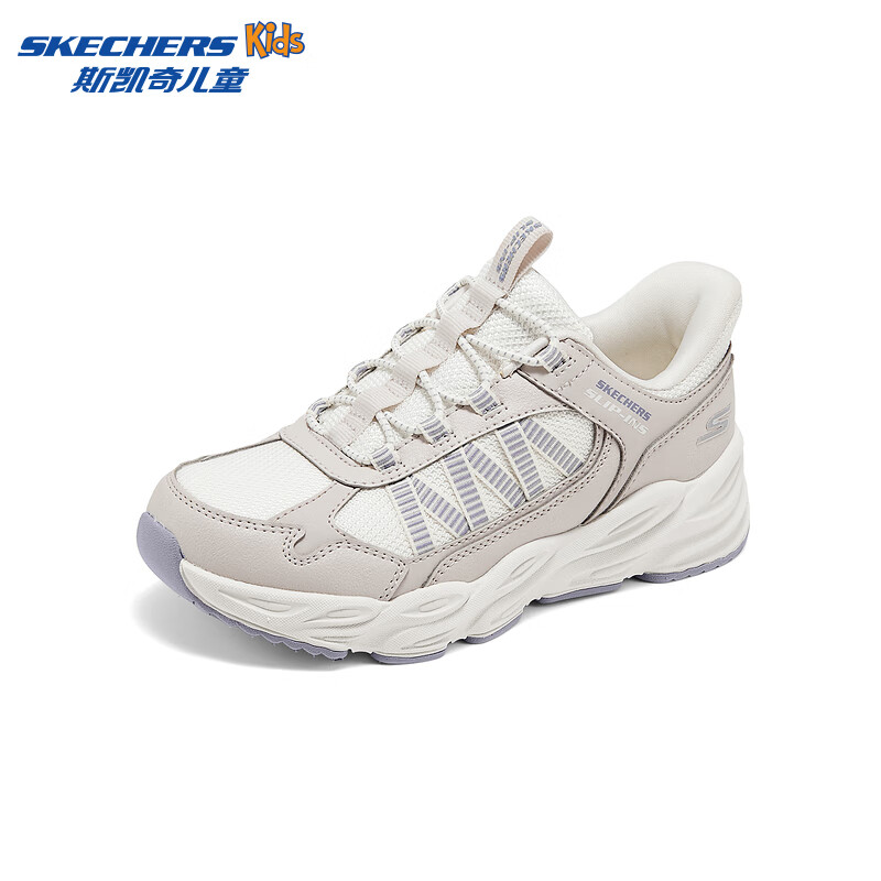 Skechers斯凯奇山迈闪穿鞋舒适防滑鞋一脚蹬休闲运动鞋319080L/405343L 女童/自然色/NAT 30