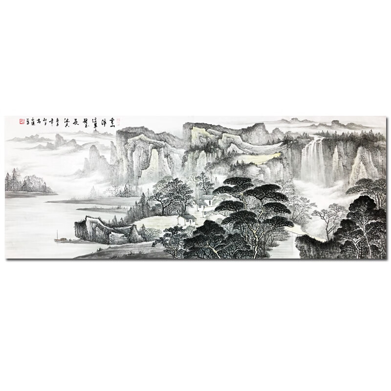 中美協(xié)高永謙手繪水墨畫《云山凈浮翠》山水畫字畫書法畫真跡 高永謙《云山凈浮翠》 175*68(cm)