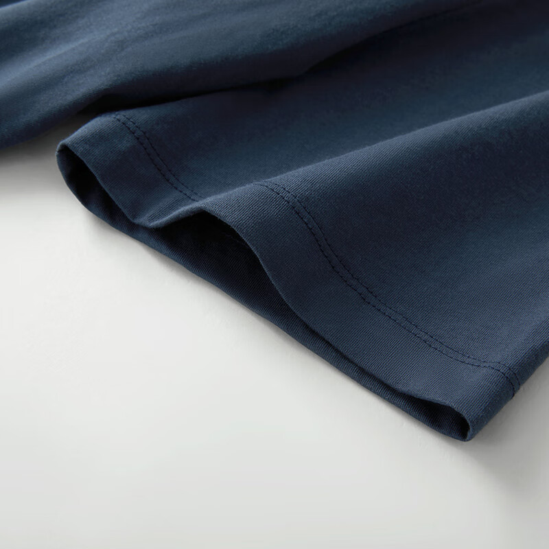 三枪男士夏季宽松型纯棉薄款圆领短袖休闲外穿中青年T恤衫半袖文化衫 夜空蓝 3XL (185/105)