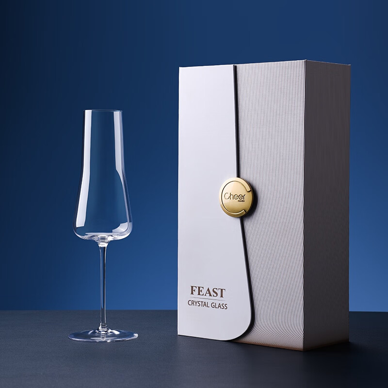 啟爾（Cheer）【新品】 水晶香檳杯高腳杯酒杯 家用酒杯結婚喬遷送禮禮物 盛宴系列水晶香檳杯禮盒裝送 1只