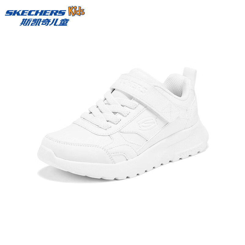 Skechers斯凯奇儿童运动鞋校园跑步鞋男童鞋经典百搭休闲小白鞋405681L 男童/白色/WHT 32 (偏小,建议选大一码)