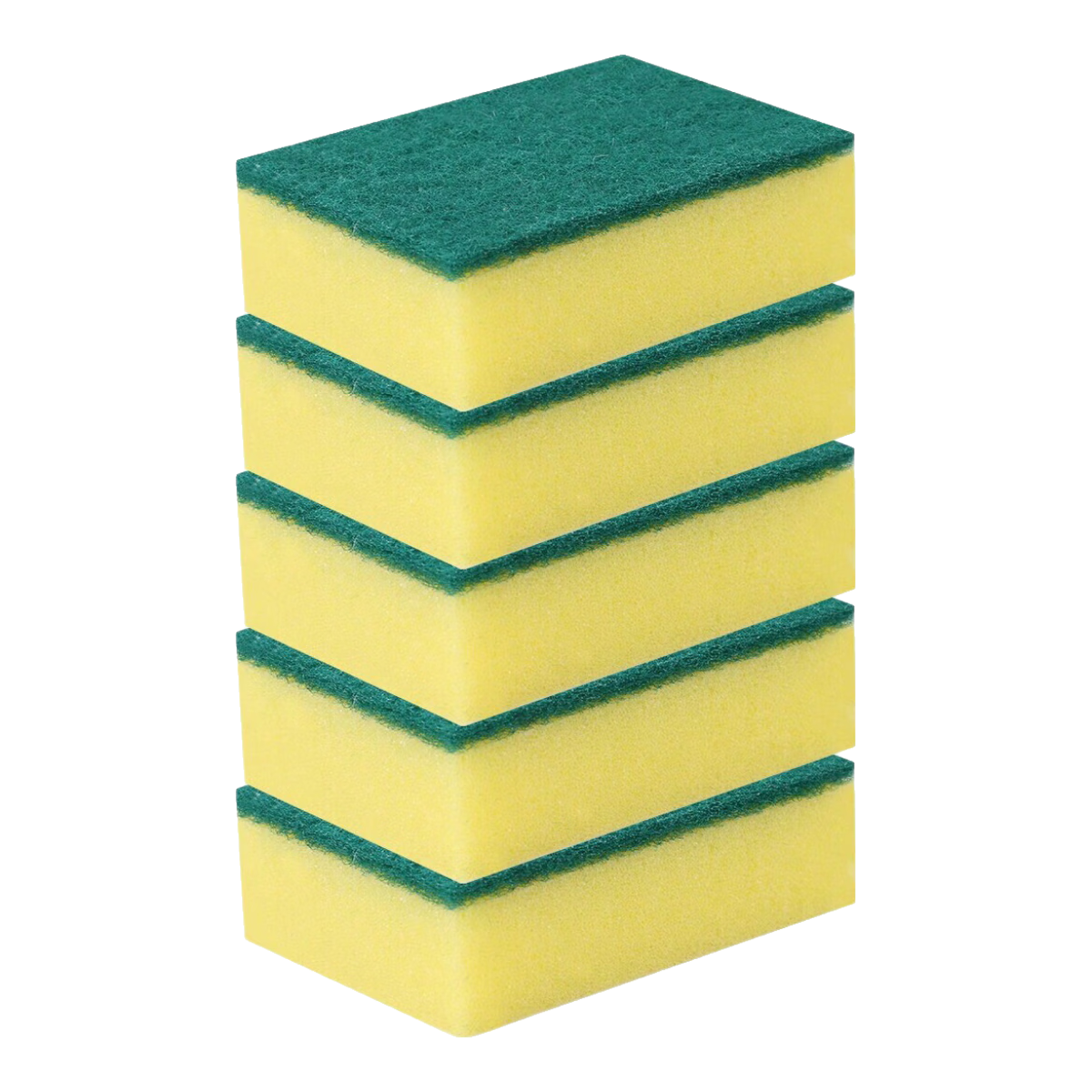 厨房清洁海绵擦 百洁布组合装 双效耐用 可重复使用的清洁海绵擦 混色 黄绿海绵擦5片装