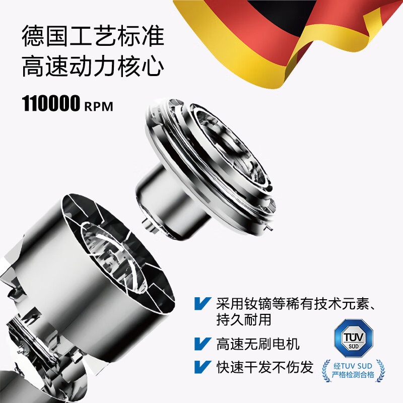 venTa家用高速吹风机 大功率电吹风 速干护发不伤发电吹风负离子低噪音 智能恒温头皮保护德国节日礼物 HD603香槟金