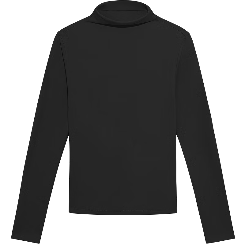 美特斯邦威长袖T恤女士春款半高领长袖抗菌内搭打底衫毛衣 影黑 XL 170 92A