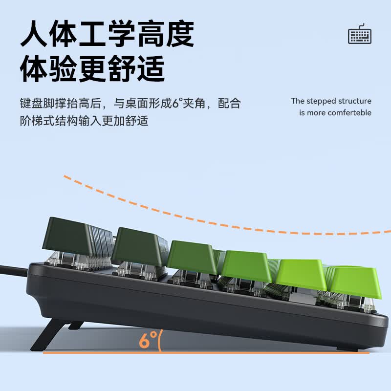 三巨SKU910青轴黑轴机械键盘鼠标套装办公电竞游戏耳机三件套有线 银白冰蓝光|金属面板 青轴-段落轴
