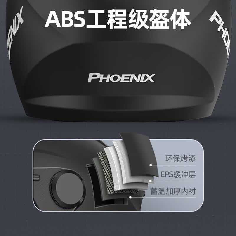 凤凰(Phoenix)电动车头盔男女电瓶摩托车安全帽四季通用夏季防晒透气四分之三盔 曜岩黑【内外双镜】3C认证