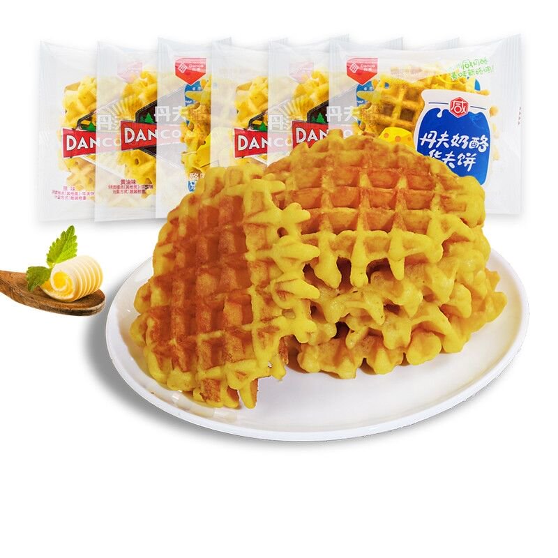 丹夫格樂華夫奶酪黃油原味早餐西式點(diǎn)心小零食華夫餅整箱 黃油味 500g