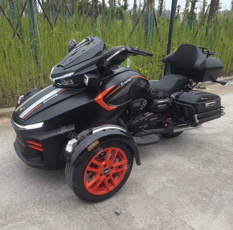 永源莊威威迪南400倒三輪摩托車(chē)大排量巡航長(zhǎng)途摩旅機(jī)車(chē)可上牌 黑色 橙輪轂