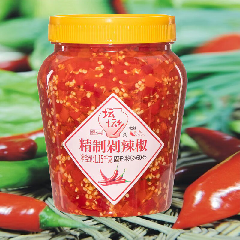 壇壇鄉(xiāng)精制剁辣椒1150gx1瓶辣椒醬拌飯拌面 精制1.15kg
