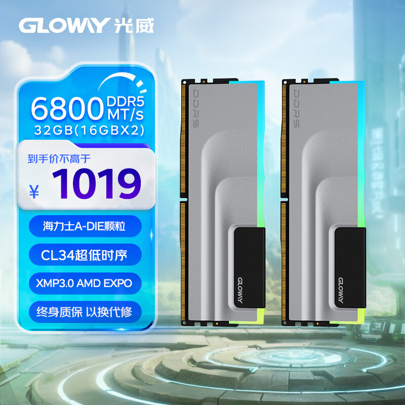 光威（Gloway）32GB(16GBx2)套装 DDR5 6800 台式机内存条 神武RGB系列 海力士A-die颗粒 CL34 Deepseek硬件