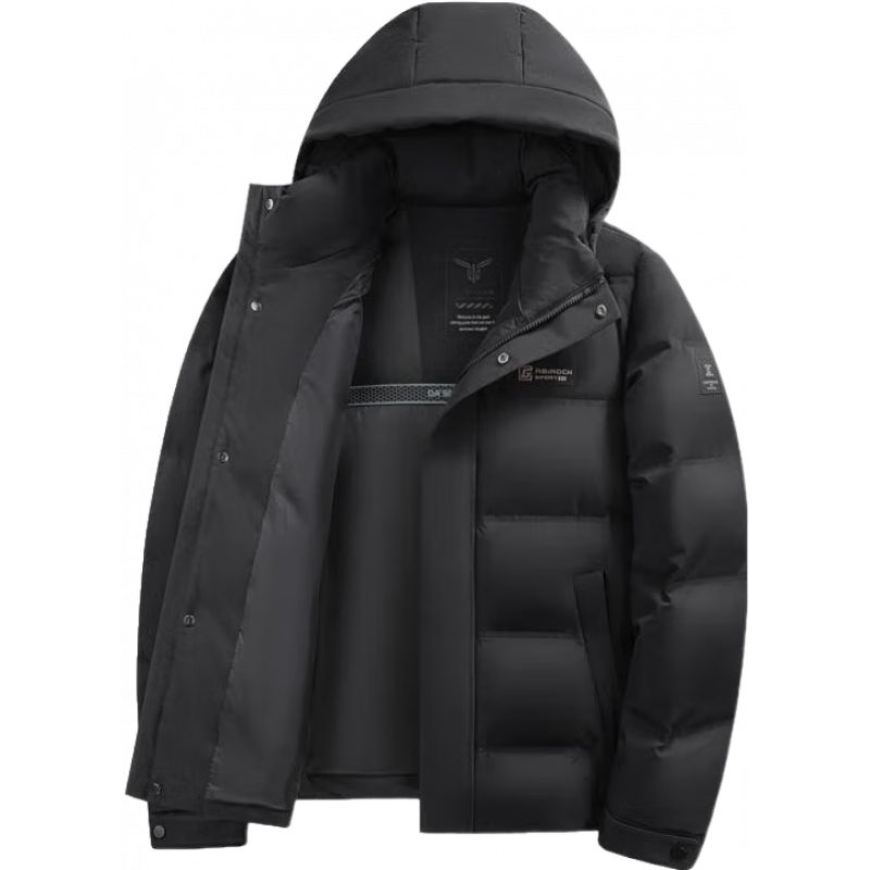 SHANSHAN杉杉羽绒服男冬季百搭可拆卸防风连帽羽绒厚款外套男士保暖衣服 黑色 XL (180)