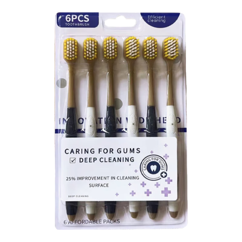 Jepoo（山姆同款造型）软毛洗漱刷 宽头洗漱刷  成人家用护牙龈 软毛6支*1排 B