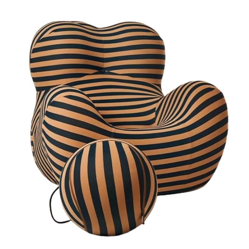 依戀達媽媽的懷抱休閑椅設(shè)計師客廳輕奢網(wǎng)紅陽臺午休懶人椅單人沙發(fā)椅子 紅黃條紋【彈力冰絲】大款