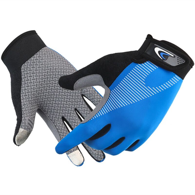 地上爬行专用手套速干防滑手套公园爬行健身耐磨地上运动训练加厚 蓝色 全指手套 L