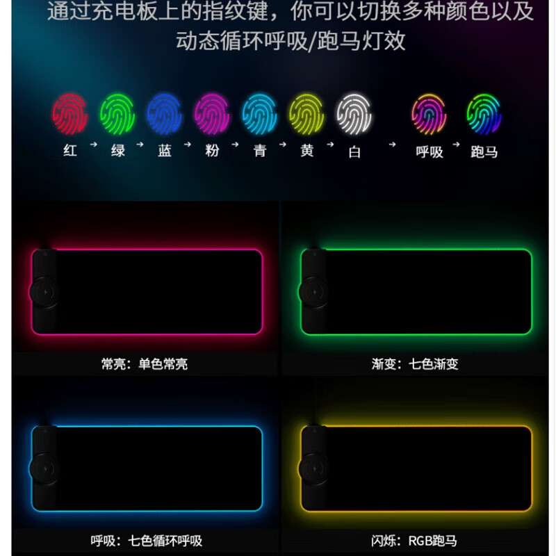 ALIENWARE AURORA外星人无线充电鼠标垫RGB发光电竞游戏快充电脑笔记本键盘垫大号 黑色(15W无线快充) 800*300*4mm