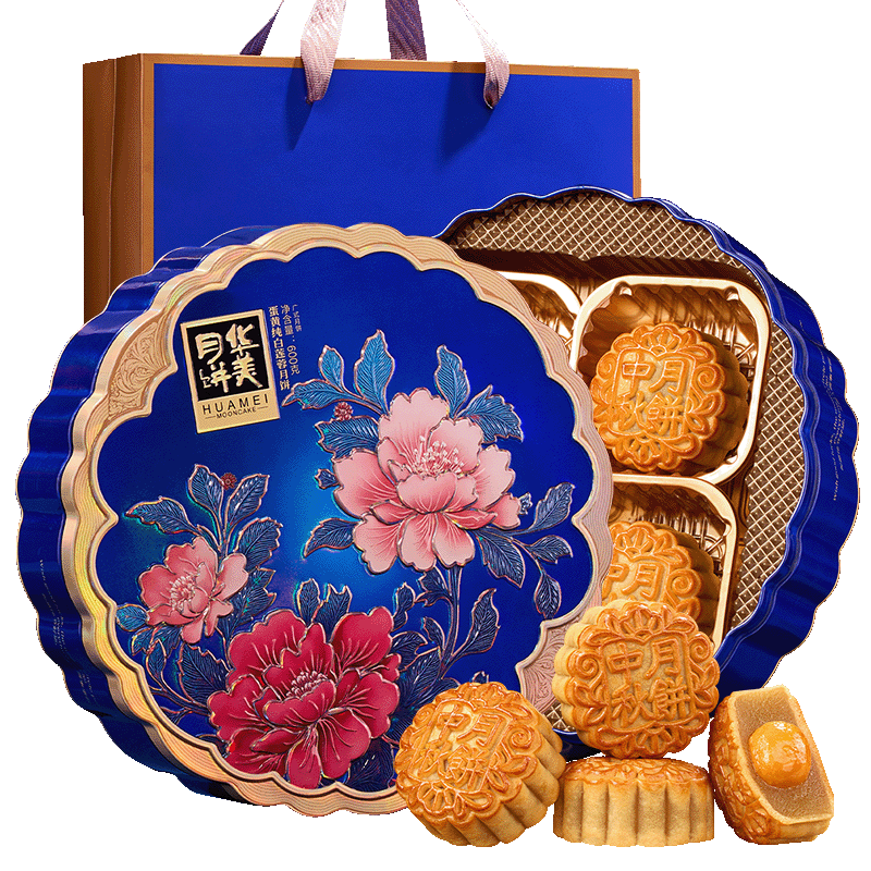 华美 蛋黄白莲蓉月饼礼盒经典广式月饼中秋节送礼团购600g