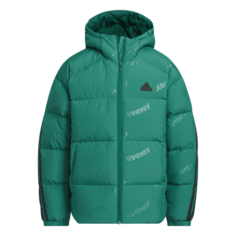 adidas男大童600蓬拒水防潑保暖連帽鴨絨羽絨服阿迪達(dá)斯輕運(yùn)動(dòng) 森林綠 110 CM