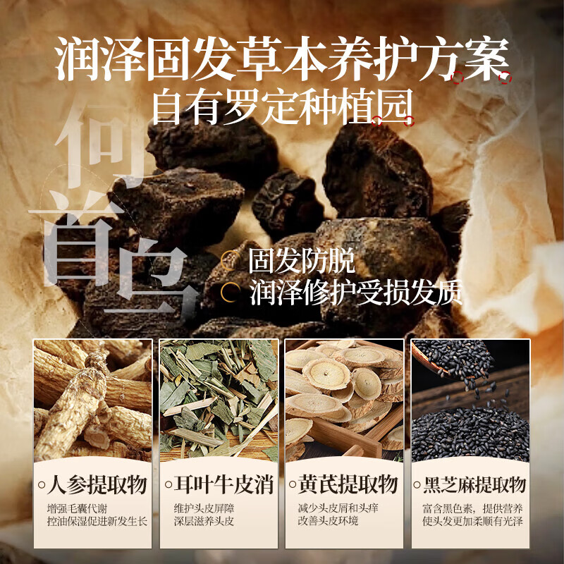 霸王洗发水1000ml 控油洗头膏柔顺亮泽滋润男女洗发露洗发乳液家庭装 何首乌防脱固发洗发水1000ml