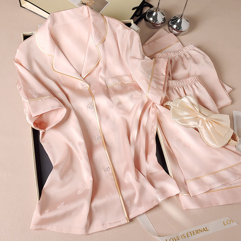 ���ڲ�����è���ļ���˿˯��Ůʿ�߼���г��䳤��˯���⴩�Ҿӷ���������װ ǳ��-���� ������+�̿�+���������ס� 2XL ��160-175cm/Լ131-145� 112.9Ԫ