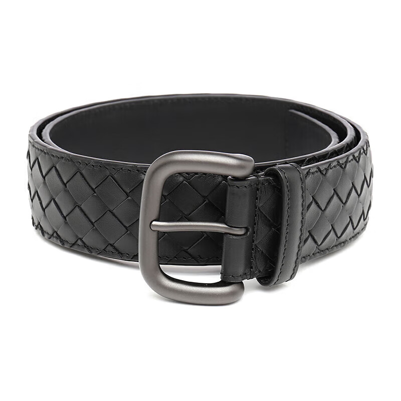 葆蝶家葆蝶家經(jīng)典編織皮革休閑針扣式男士皮帶腰帶173784V4650 黑色 85
