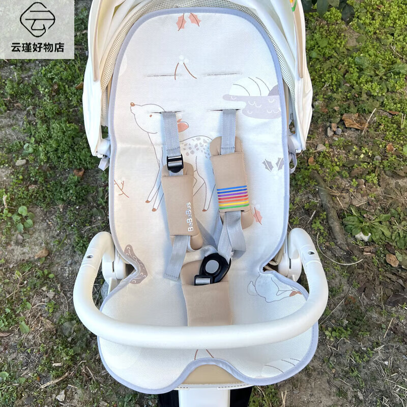 bebebus遛娃神器推車夏季透氣冰絲涼席嬰兒推車寶寶通用涼墊 bebebus遛娃灰色冰絲涼席背面透