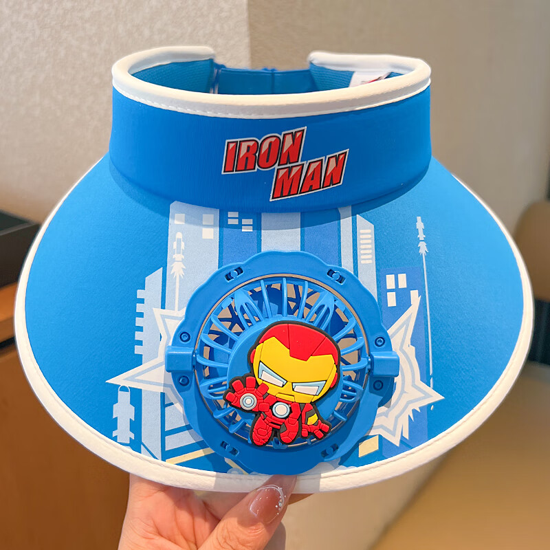 语嬉儿童漫威风扇帽男童户外防晒帽大帽檐遮阳空顶帽2025新款太阳帽子 1#钢铁侠3-12岁 均码