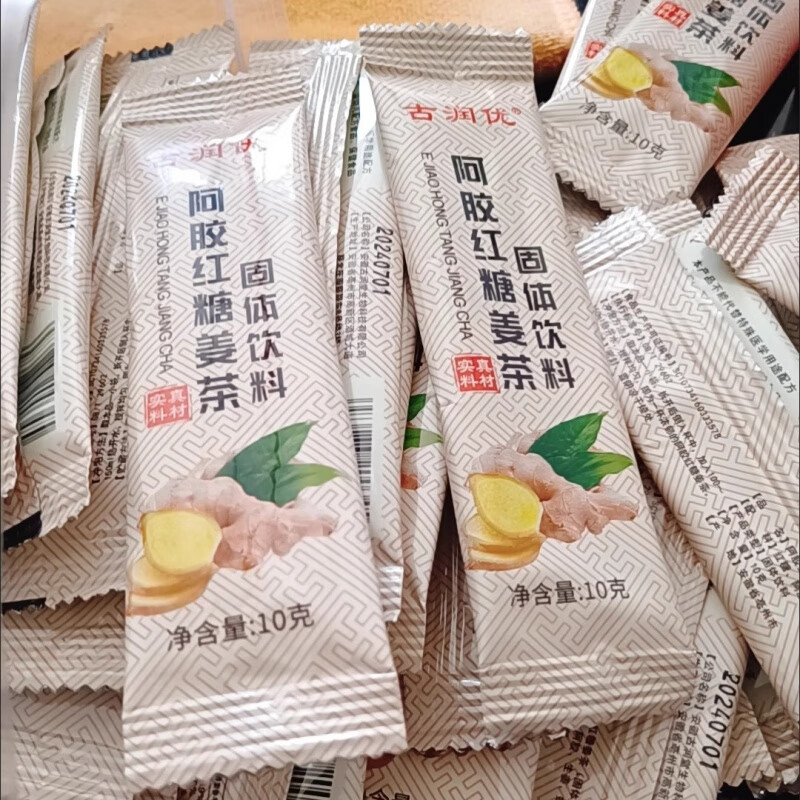 古润优阿胶红糖姜茶三伏天阿胶生姜红糖水独立小包装便携装送女友 阿胶红糖姜茶_100条
