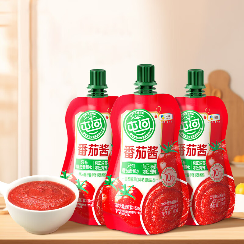 屯河中粮新疆内蒙番茄酱西红柿酱炒菜意面酱调味番茄膏 番茄酱100g*5袋【26年7月到期】