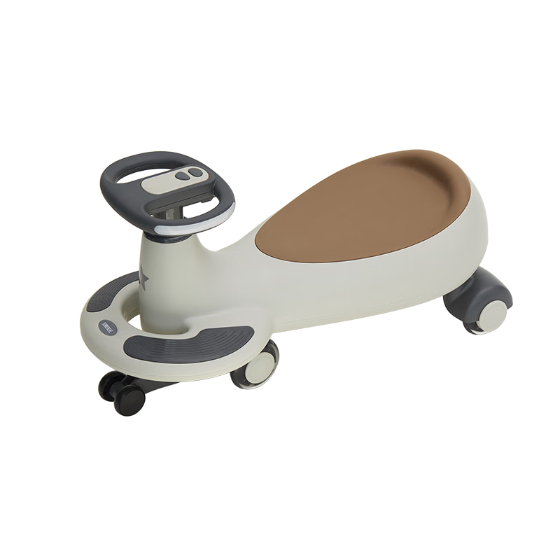 贝易儿童扭扭车男女宝宝1-3岁静音防侧翻大人可坐 声乐款 云母灰+推杆