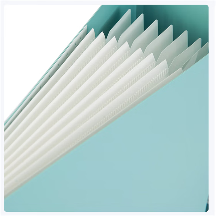 得力乐素系列 8格按扣多层文件夹风琴包 学生试卷收纳袋 办公用品文件资料保护 薄荷绿72456