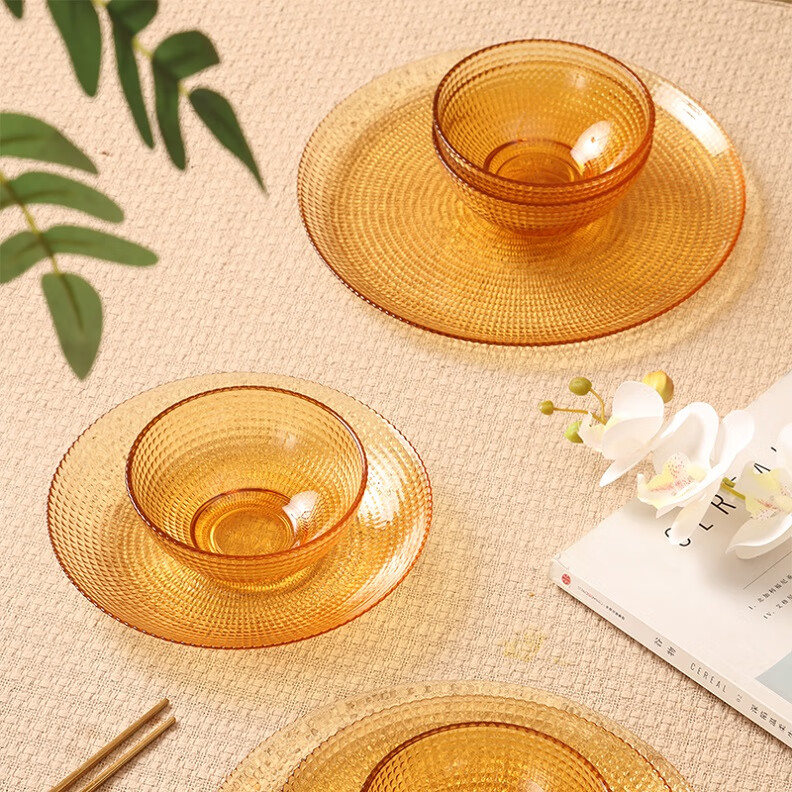 VISIONS康宁波点系列土耳其进口玻璃餐具耐热可微波炉饭碗菜碟盆鱼盘餐具 康宁-晶莹波点鱼盘土耳其进口 1头