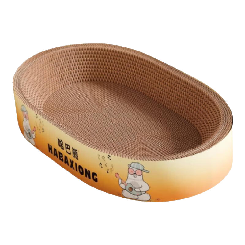 【京东快递】一体式猫抓板猫窝耐磨耐抓逗猫神器 防侧翻加固椭圆形长60厘米