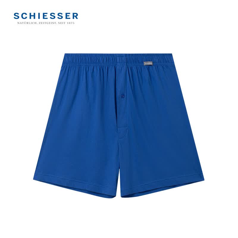 舒雅（Schiesser）父亲节男士纯棉透气阿罗裤家居短裤睡裤E5/24195X 中蓝 L