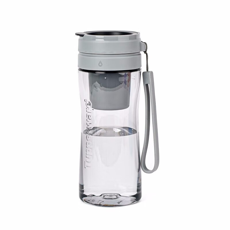 特百惠水杯500ml茶樂隨心杯學(xué)生便攜男女泡茶杯密封運動健身杯子 灰色送杯刷杯套表情貼