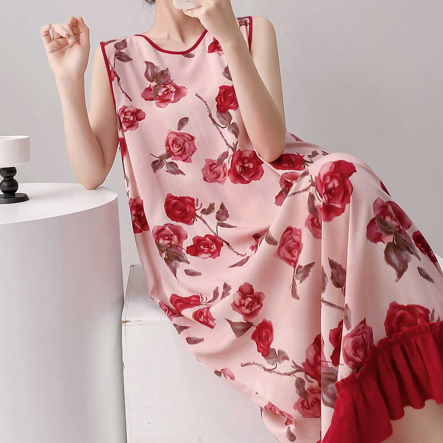 【优选好物】2025年新款新中式国风背心睡裙女夏薄款棉绸家居服可 背心裙-琵琶行 裙长120(适合160身高以下 均码